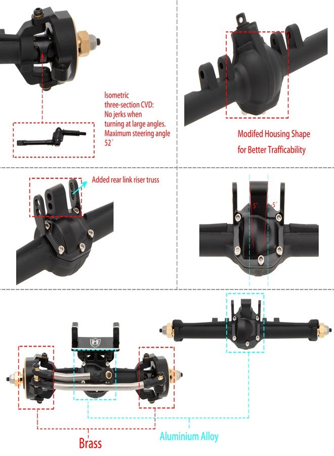 MEUS RACING محاور MEUS RACING المصنوعة من النايلون TRX4M مع نظام نقل الحركة المتساوي الحركة ثلاثي الأجزاء CVD لترقية سيارات Traxxas TRX4M Bronco/Defender/High Trail K10/F150 1/18 RC Crawler، مع زيادة في العرض بمقدار 5 مم وزاوية توجيه قصوى تبلغ 52 درجة. - Image 2